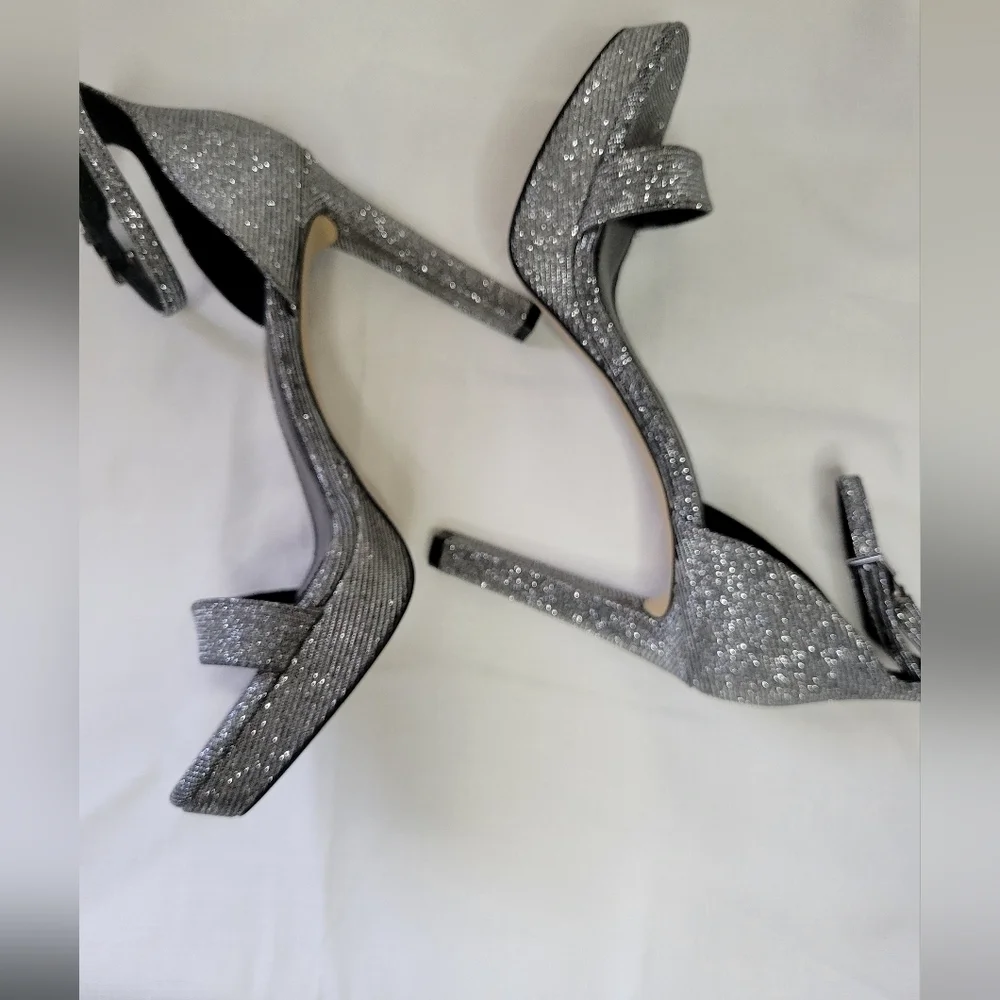 Michael Kors Glittering Silver Heels Size 8.5